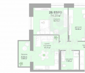 2-комн, 74 кв м, этаж 13/17 улица Жуковского, 18