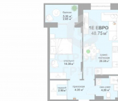 1-комн, 49 кв м, этаж 12/17 улица Жуковского, 18