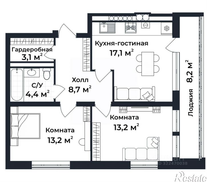 2-комн квартира в новом доме Ковровский район